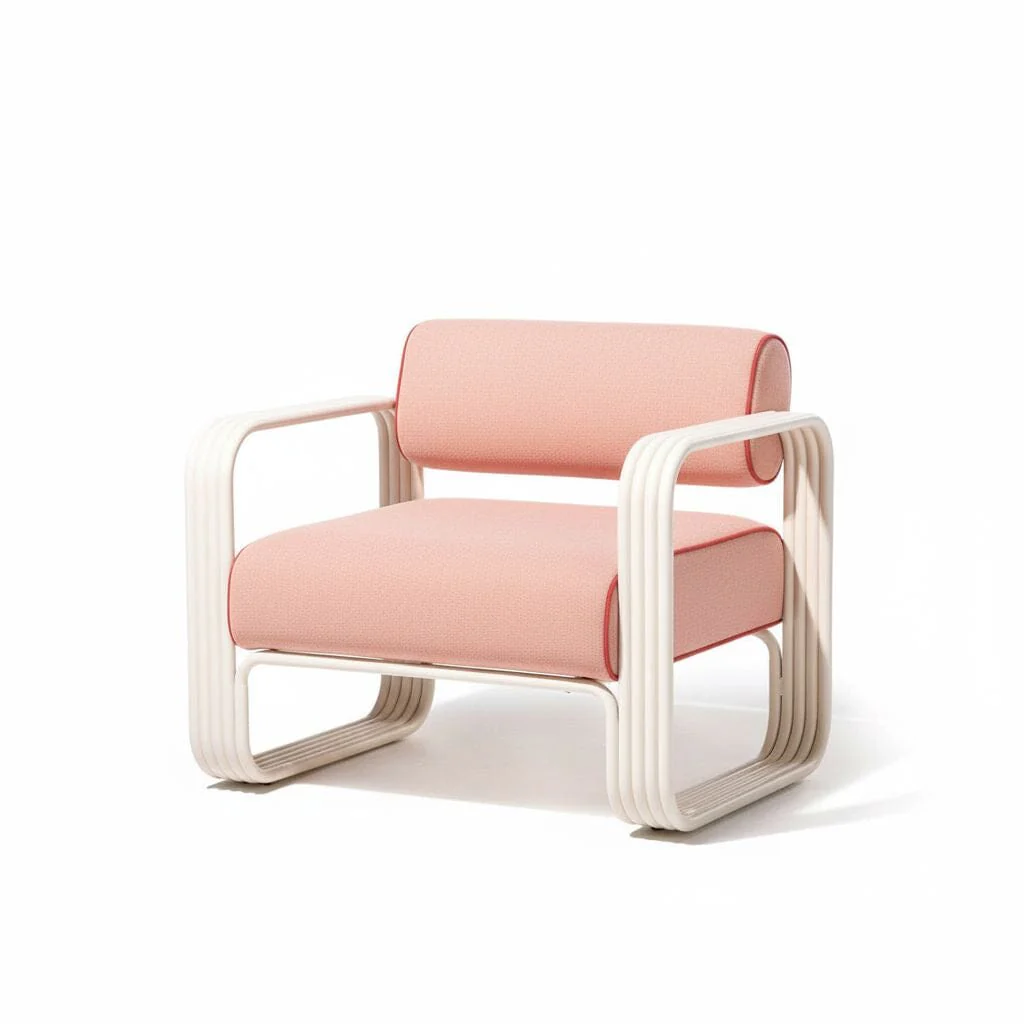 The Contini Accent Chair in Rivie Pink | Antique White Frame