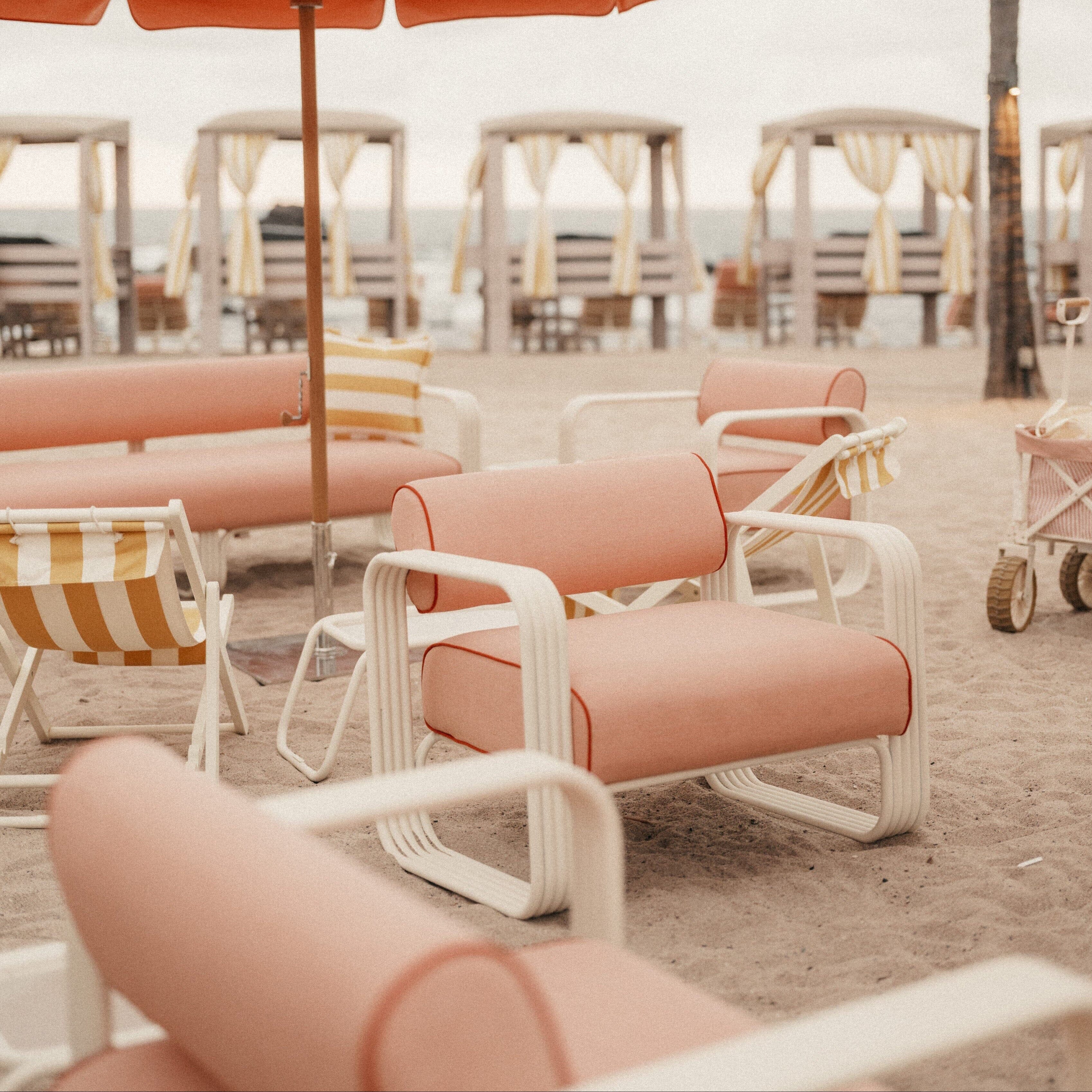 The Contini Accent Chair in Rivie Pink | Antique White Frame - Image 2