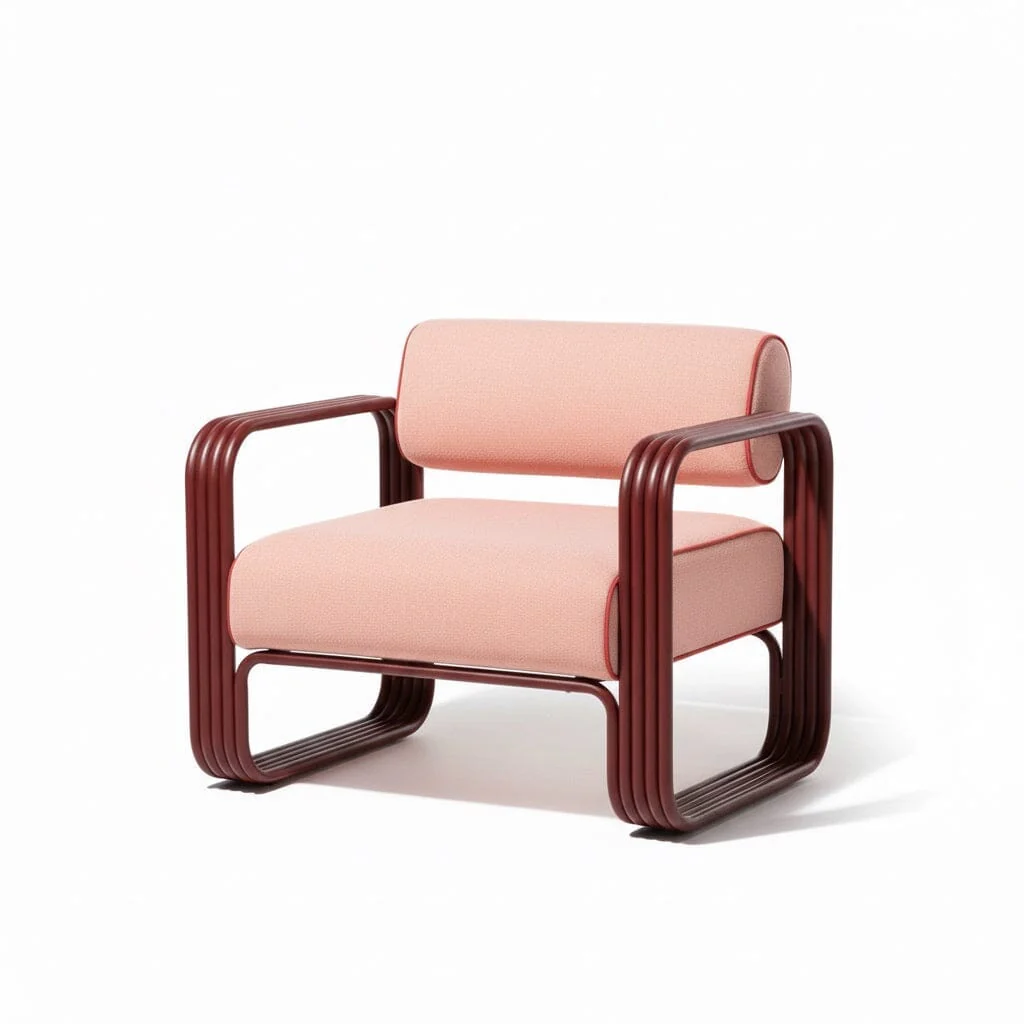 Contini Accent Chair in Rivie Pink | Merlot Frame
