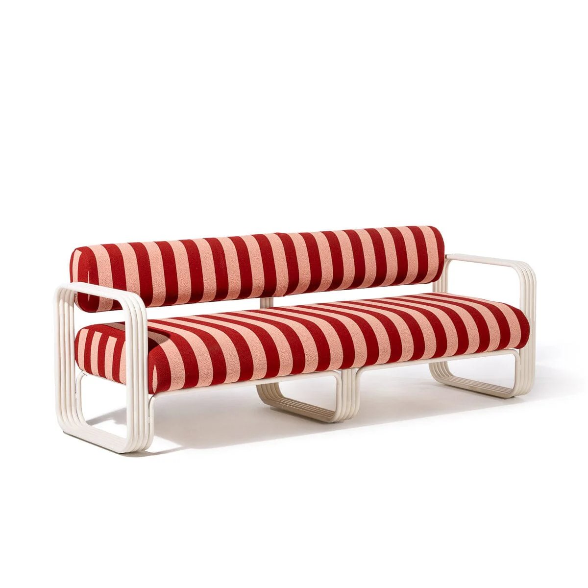 The Contini Sofa in Terracotta Stripe | Antique White Frame - Image 2