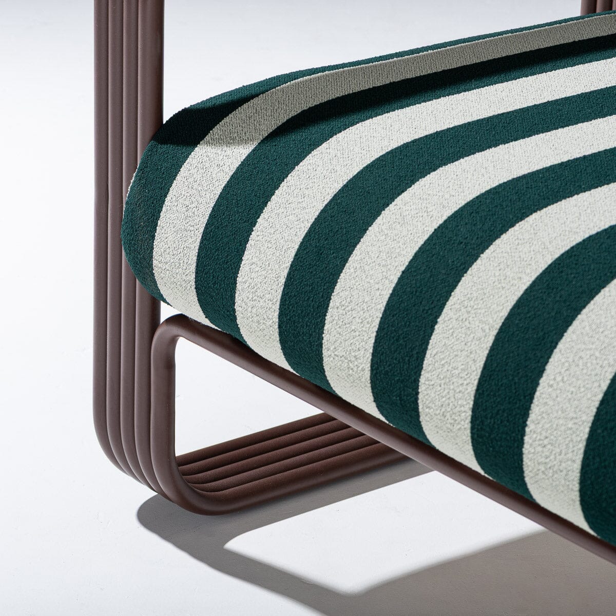 The Contini Sofa in Terry Green Stripe | Merlot Frame - Image 3