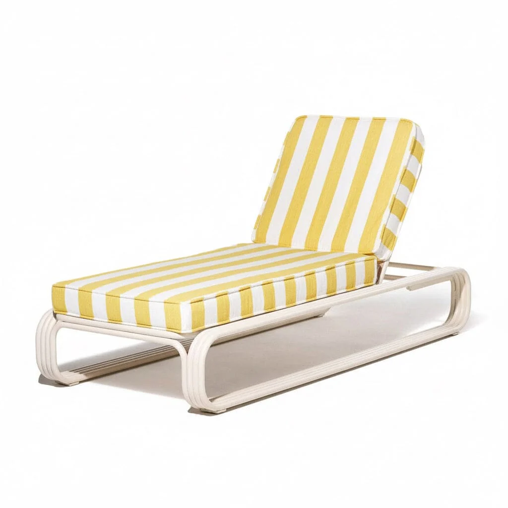 Contini Sun Lounger in Crew Mimosa Yellow Stripe | Antique White Frame