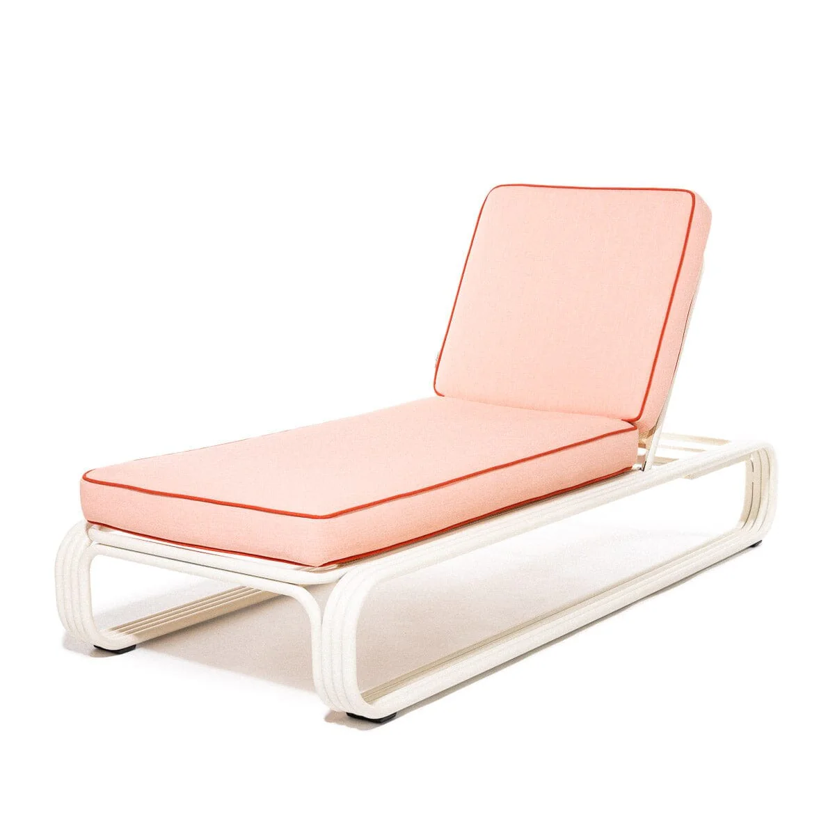 The Contini Sun Lounger in Rivie Pink | Antique White Frame