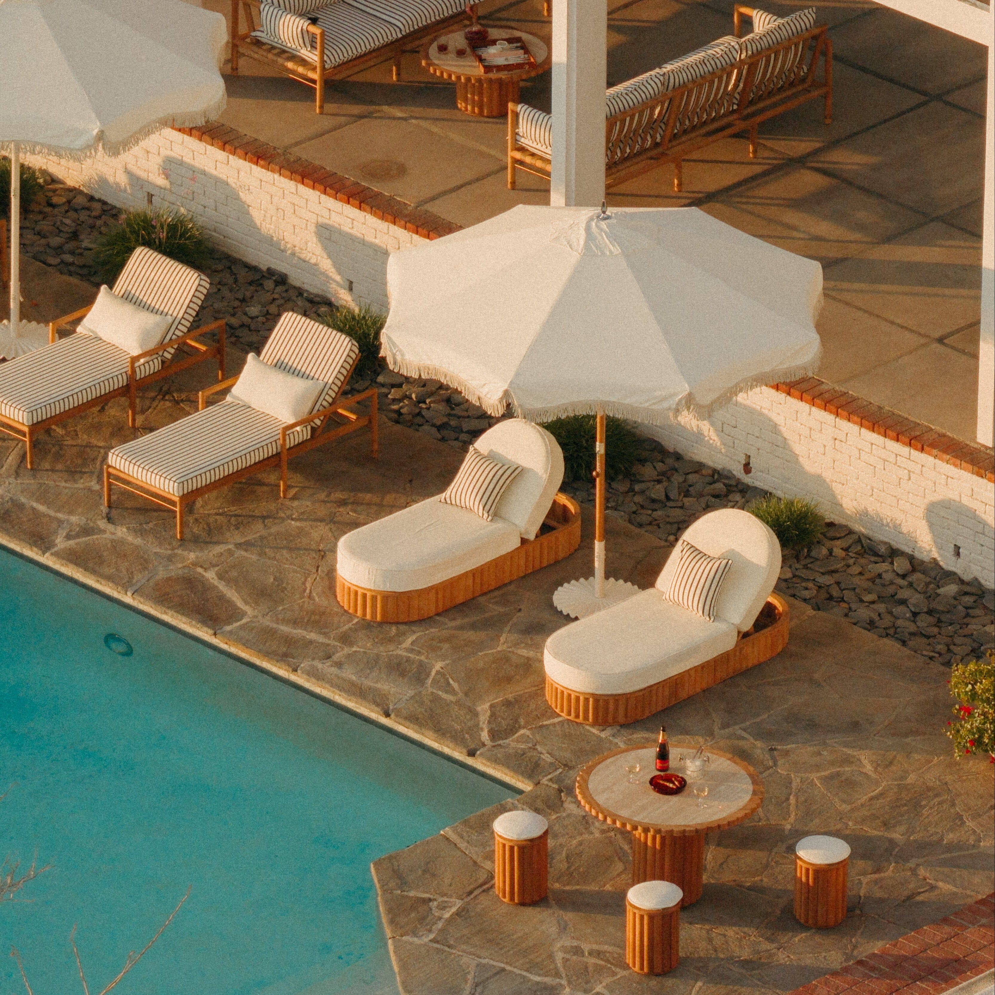The Daisy Sun Lounger in Boucle Antique White | Teakwood Frame - Image 10