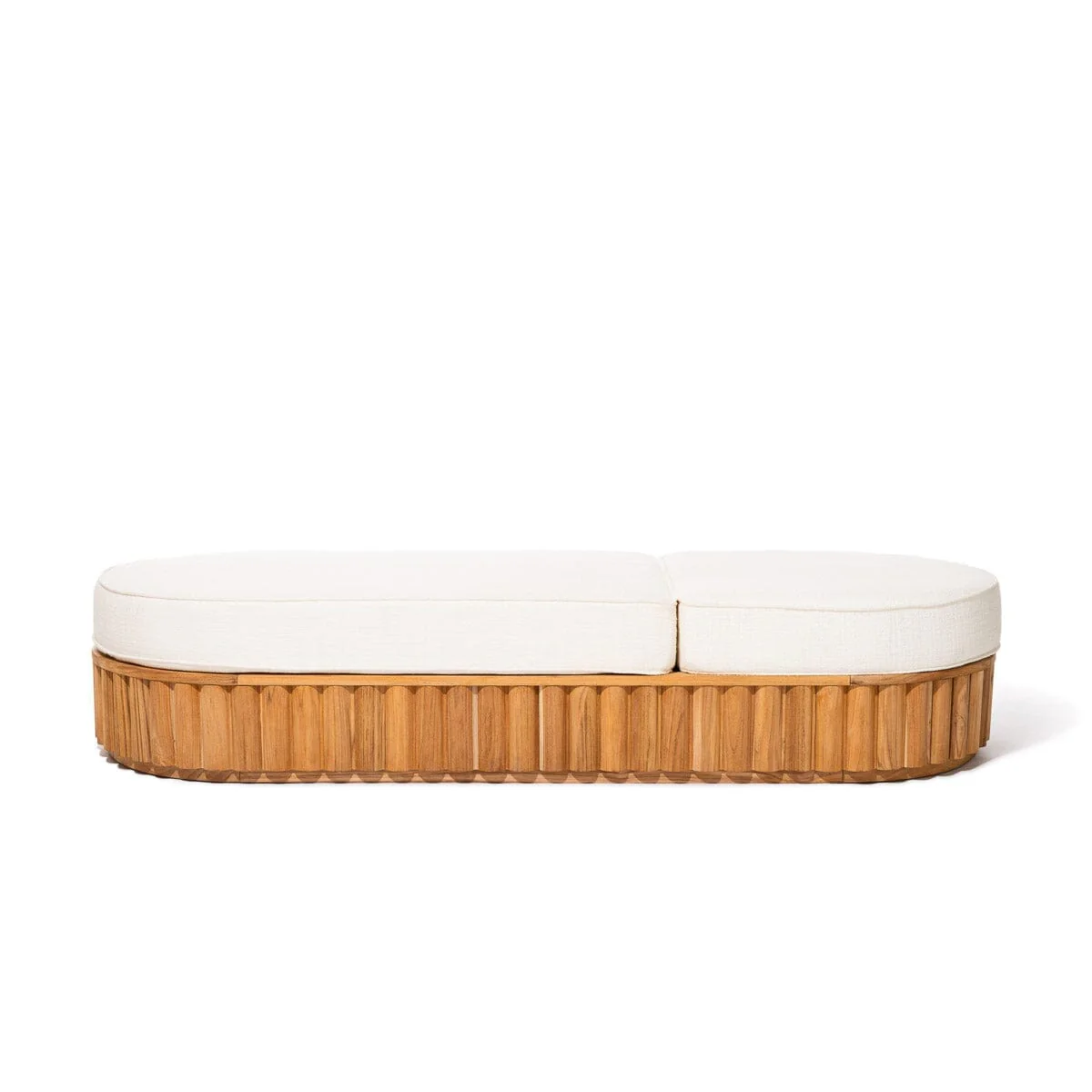 The Daisy Sun Lounger in Boucle Antique White | Teakwood Frame - Image 4