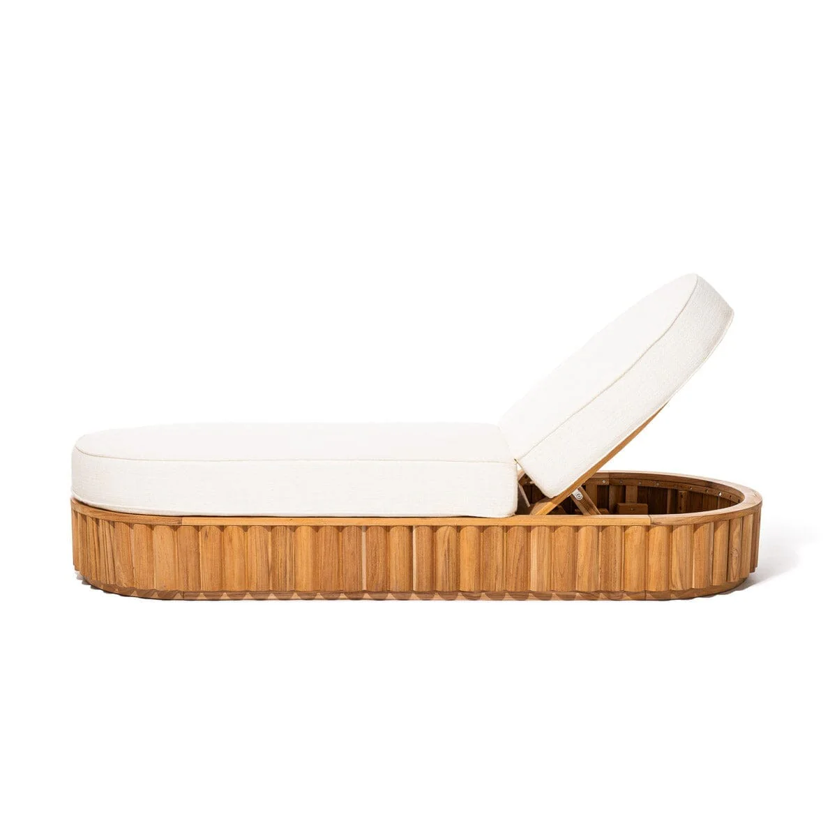 The Daisy Sun Lounger in Boucle Antique White | Teakwood Frame - Image 5