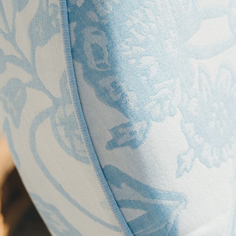 The Daisy Sun Lounger in Hanalei Bay Blue Jacquard | Teakwood Frame - Image 4