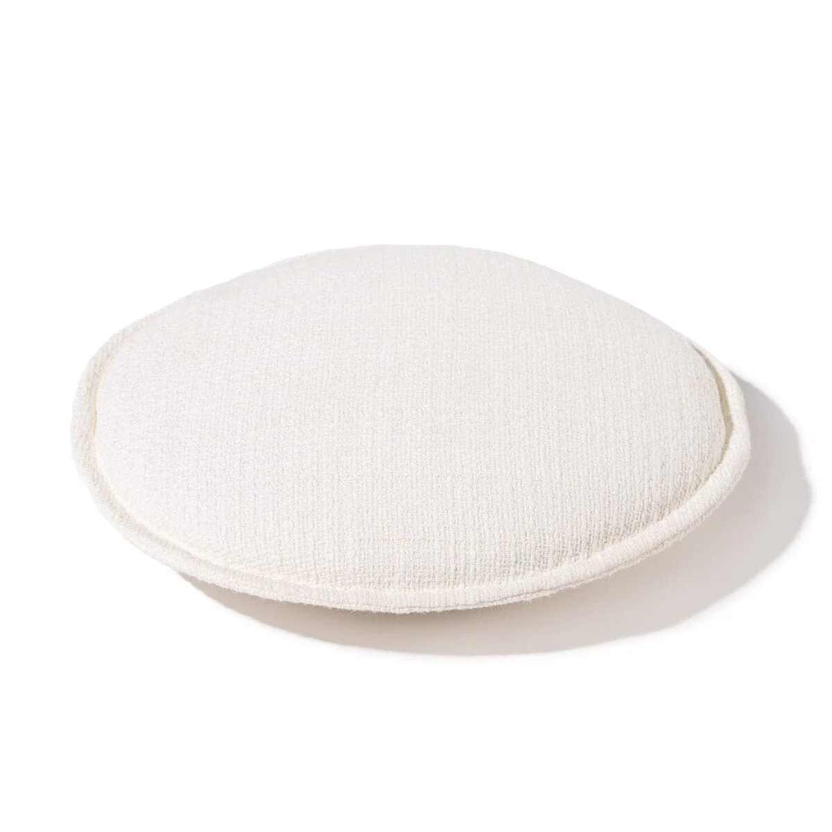 The Daisy Teak Stool in Teakwood | Boucle Antique White Cushion - Image 4