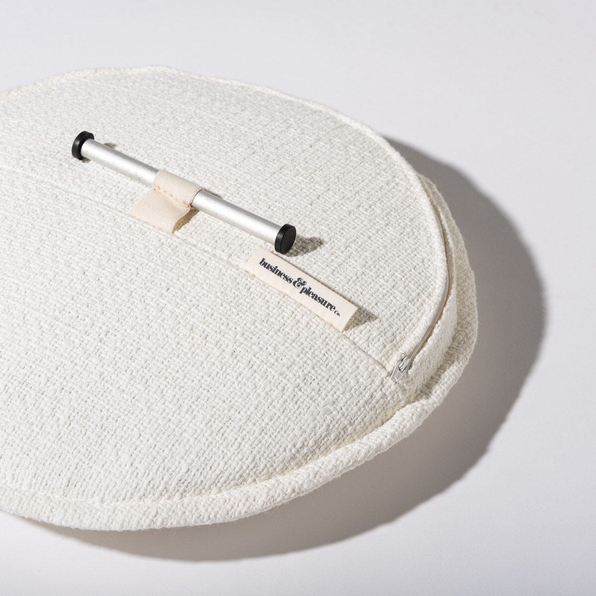 The Daisy Teak Stool in Teakwood | Boucle Antique White Cushion - Image 5