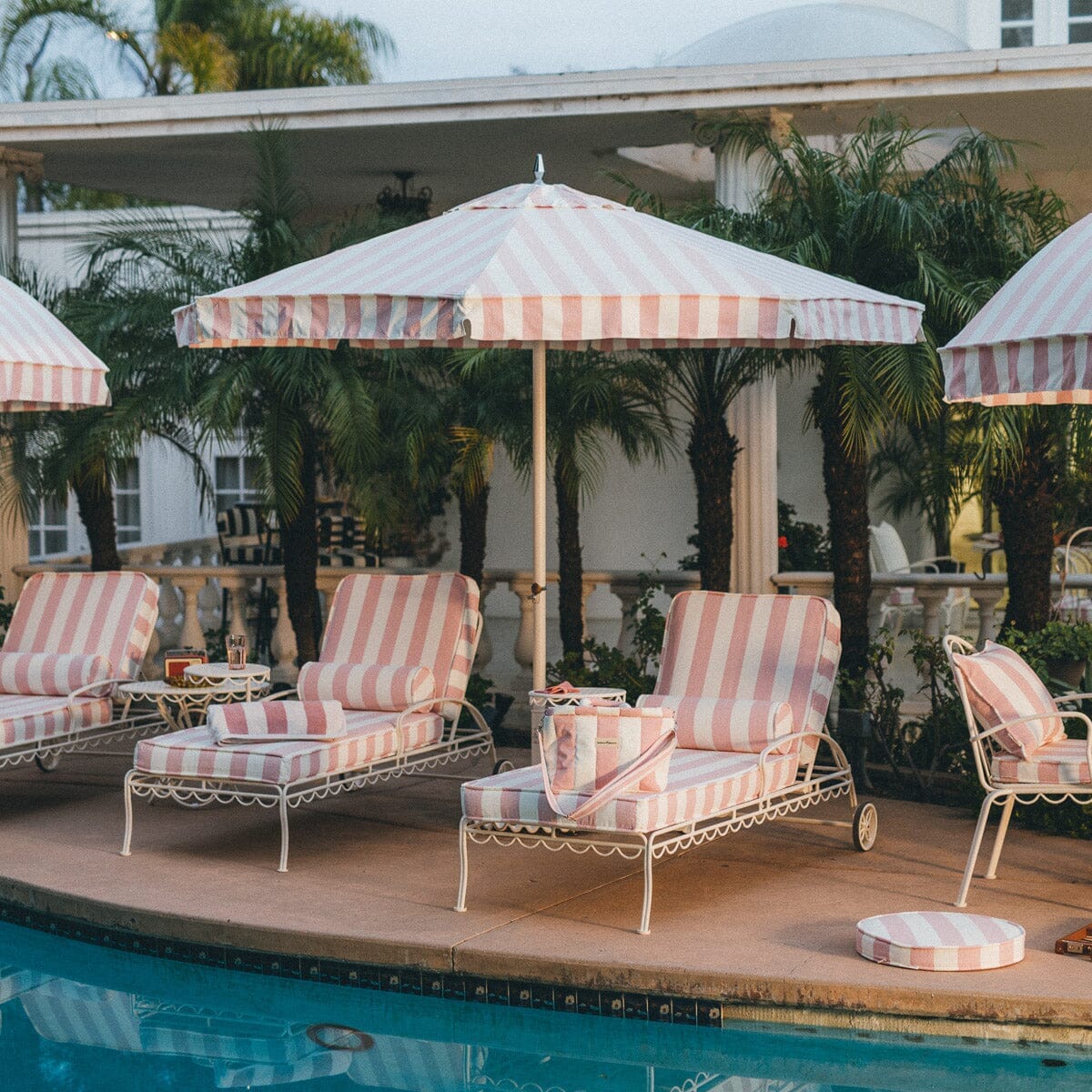Resort Market Umbrella | Crew Pink Stripe & Antique White Frame - Image 2
