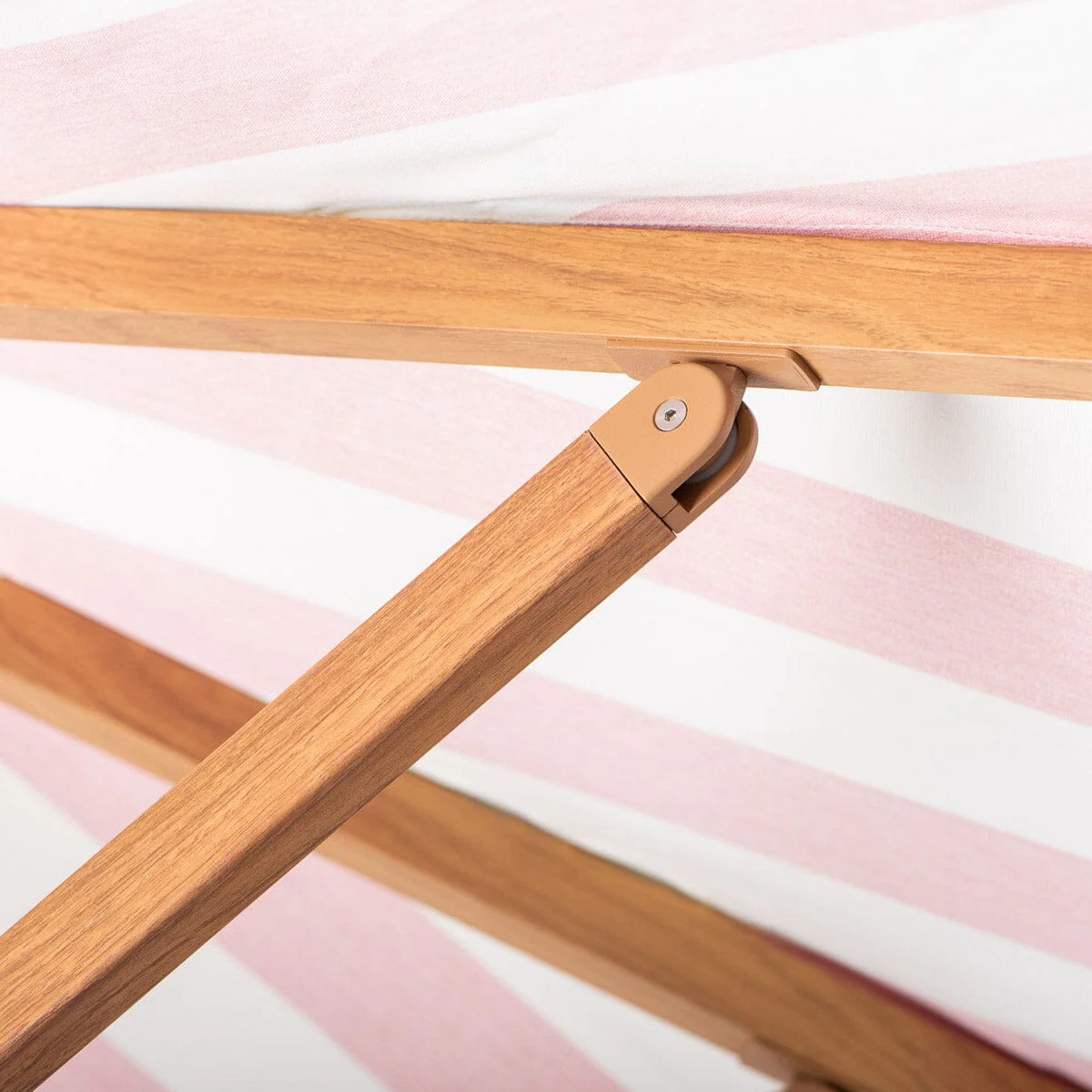 The Resort Market Umbrella in Crew Pink Stripe | Transfer Teak Frame - Image 11