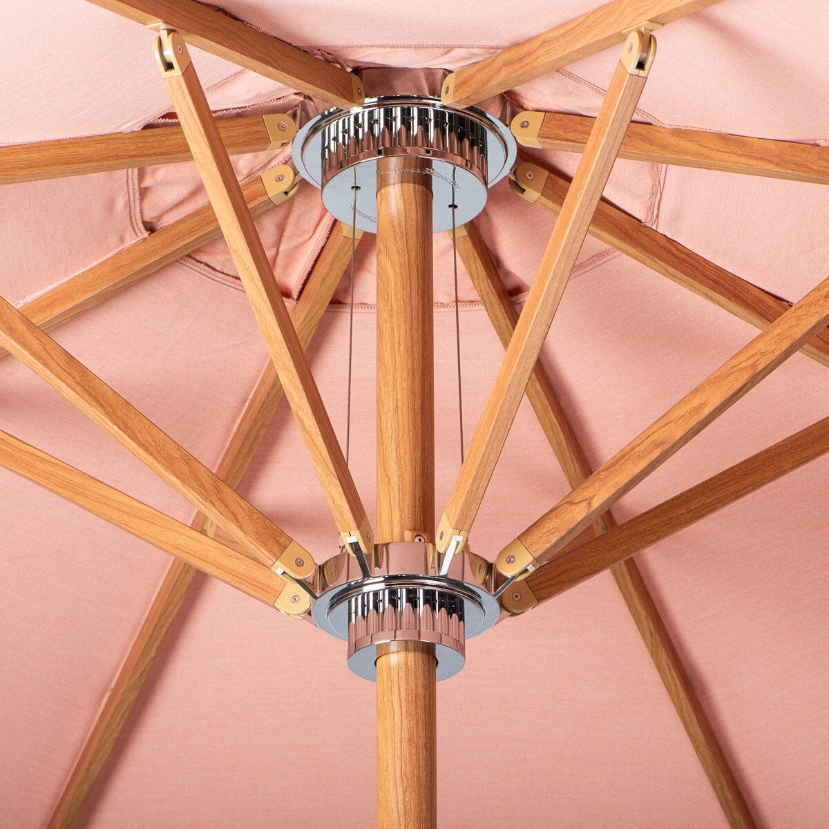 The Resort Market Umbrella in Rivie Pink | Transfer Teak Frame - Image 3