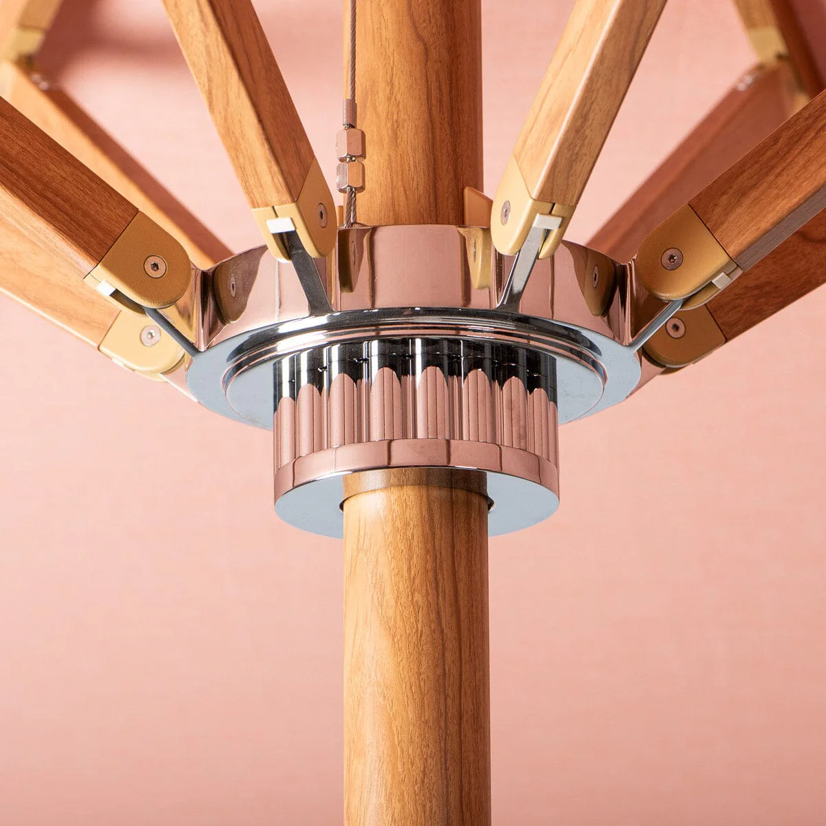 The Resort Market Umbrella in Rivie Pink | Transfer Teak Frame - Image 6