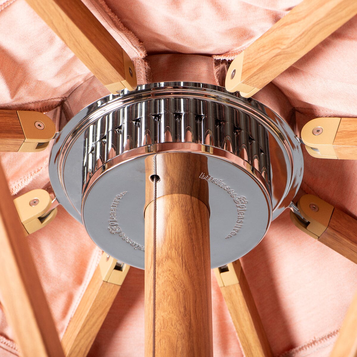 The Resort Market Umbrella in Rivie Pink | Transfer Teak Frame - Image 7