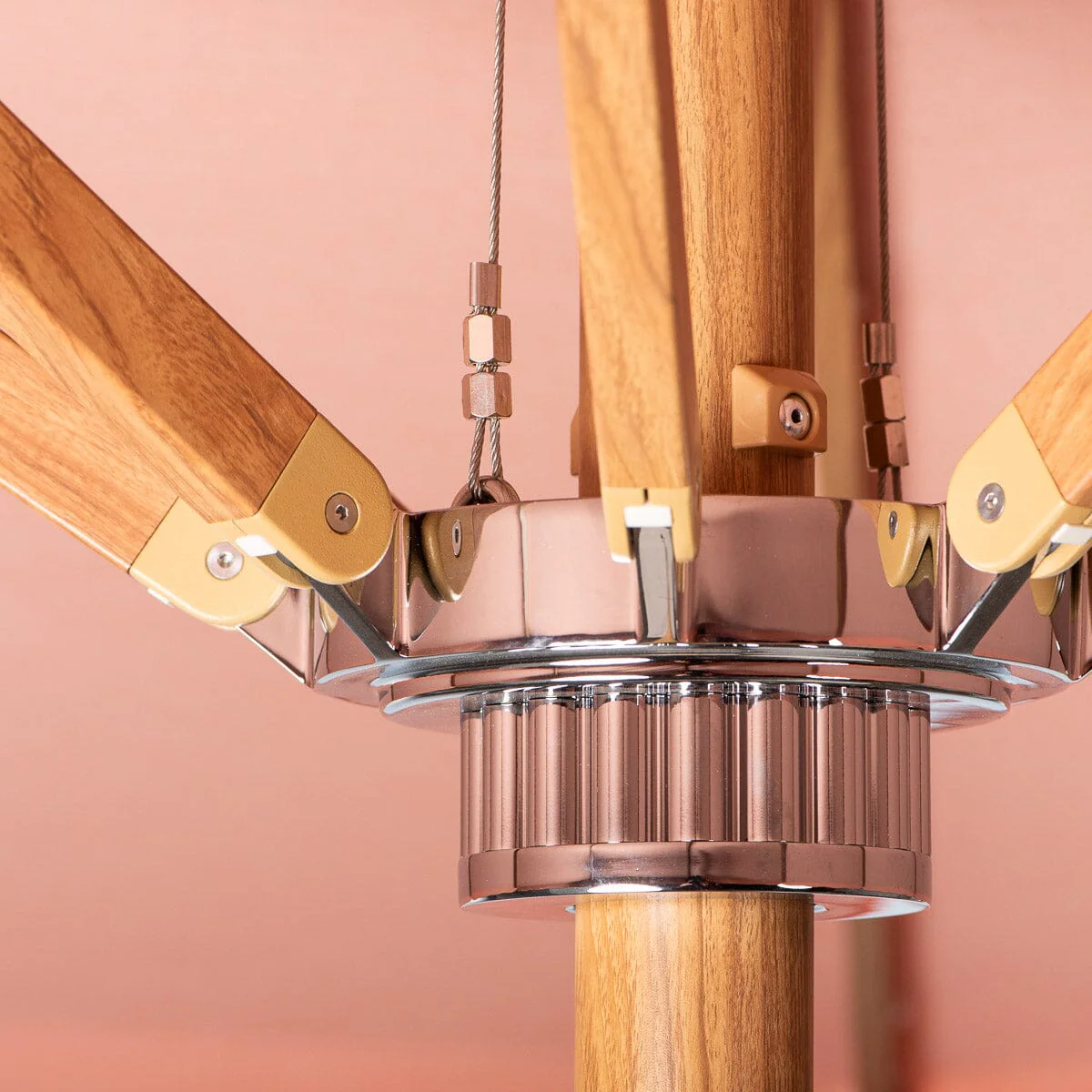 The Resort Market Umbrella in Rivie Pink | Transfer Teak Frame - Image 8