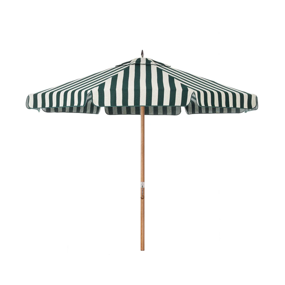 The Resort Market Umbrella in Terry Green Stripe | Transfer Teak Frame