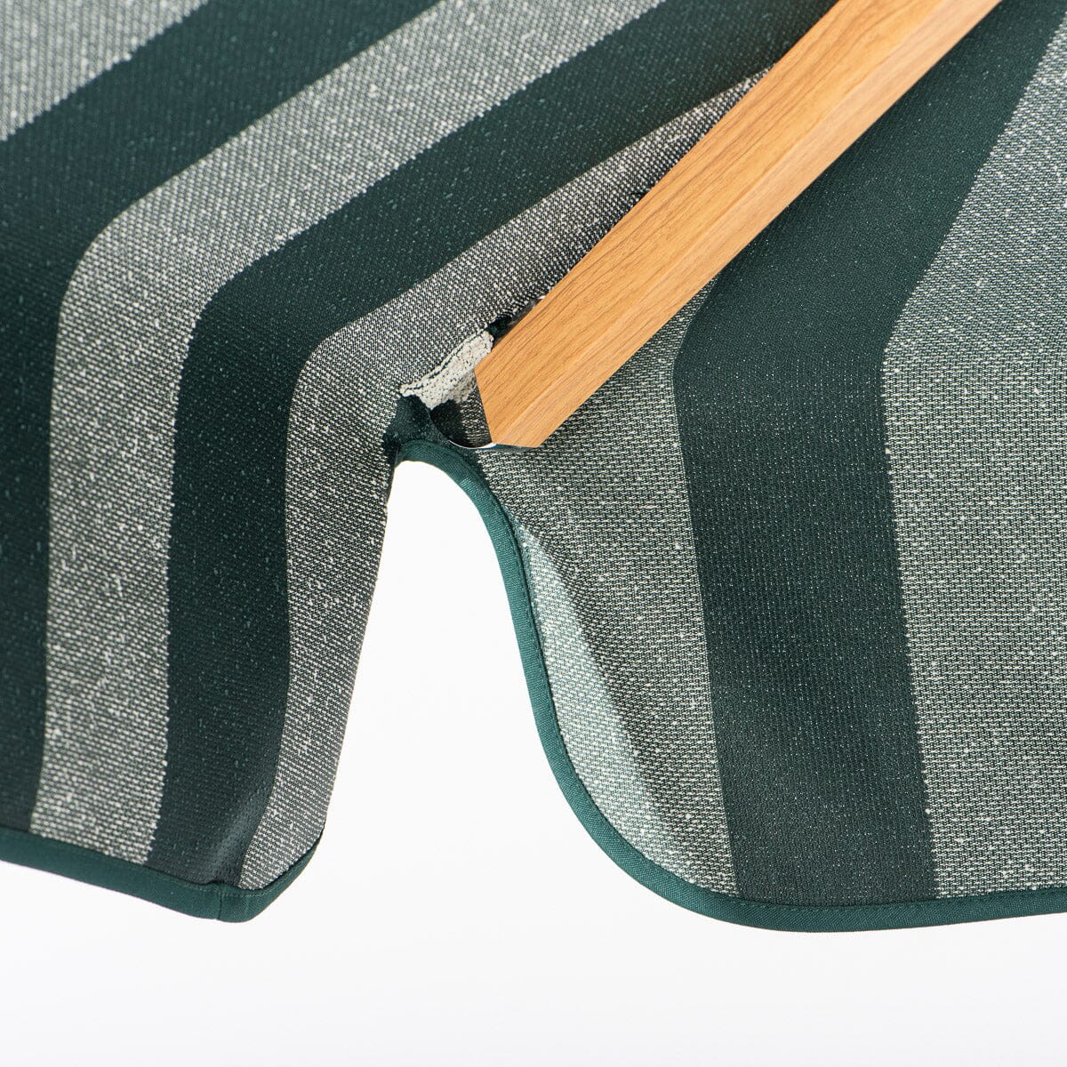 The Resort Market Umbrella in Terry Green Stripe | Transfer Teak Frame - Image 10