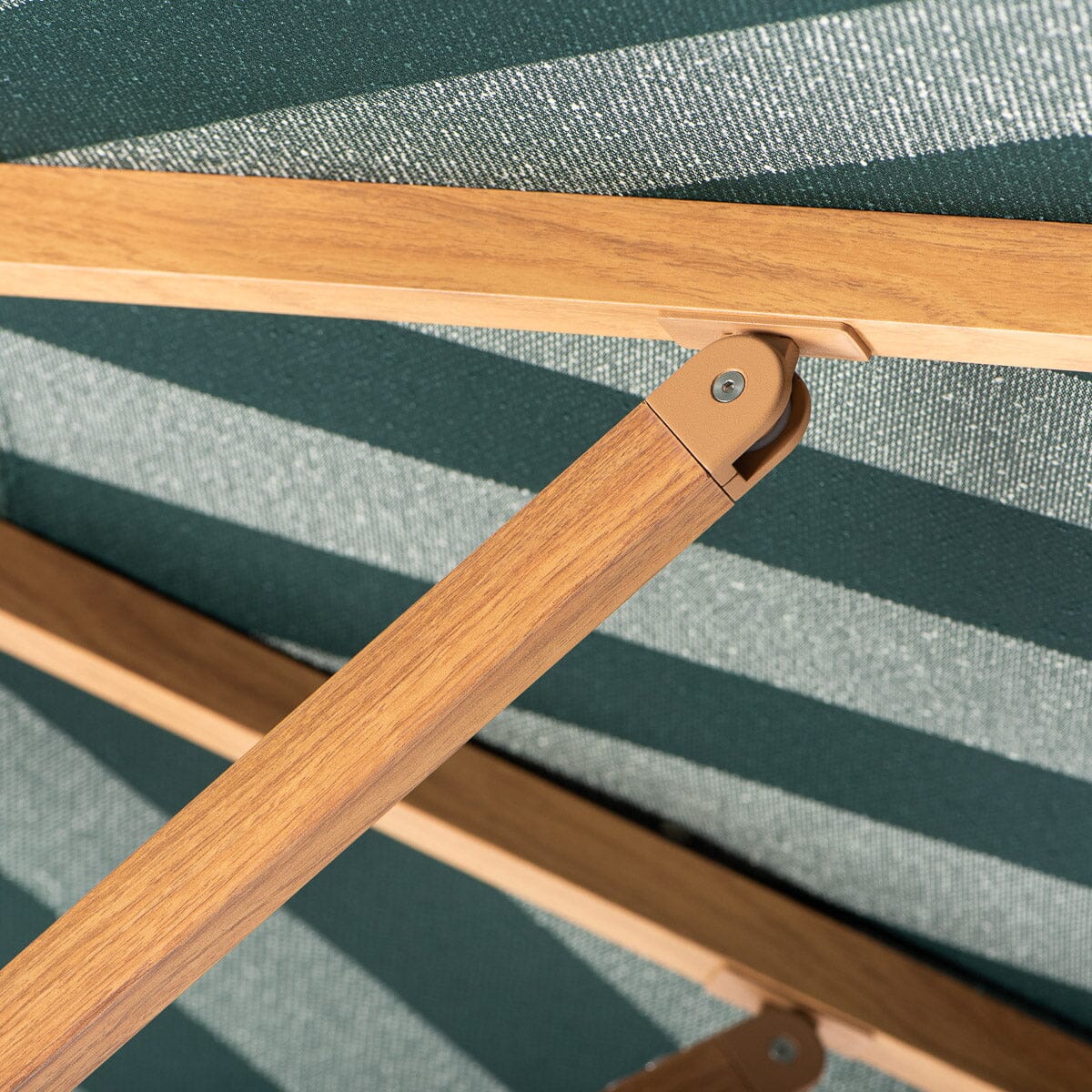 The Resort Market Umbrella in Terry Green Stripe | Transfer Teak Frame - Image 11