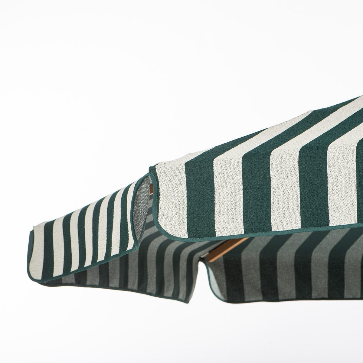 The Resort Market Umbrella in Terry Green Stripe | Transfer Teak Frame - Image 5