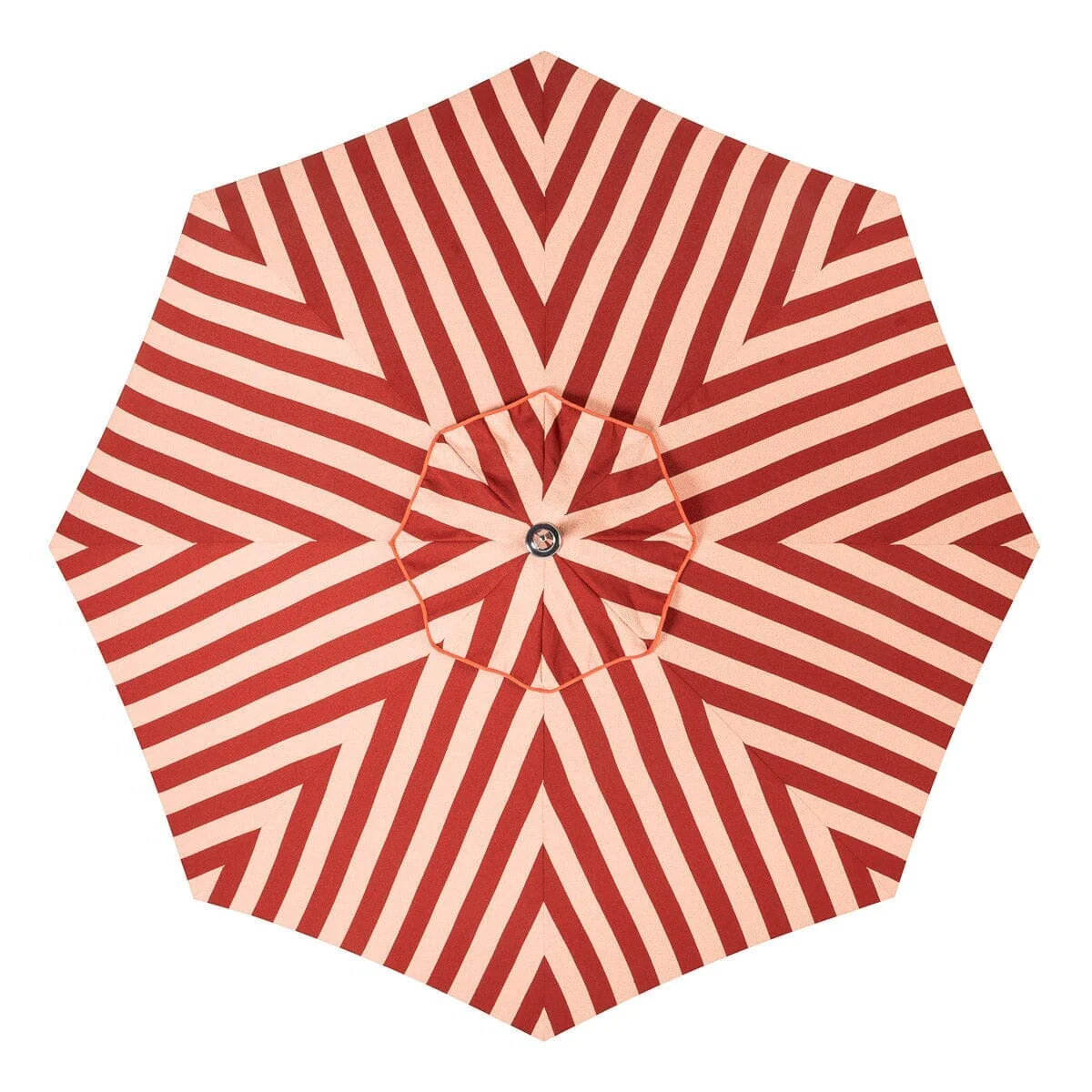 The Resort Market Umbrella in Terry Terracotta Stripe | Antique White Frame - Image 3