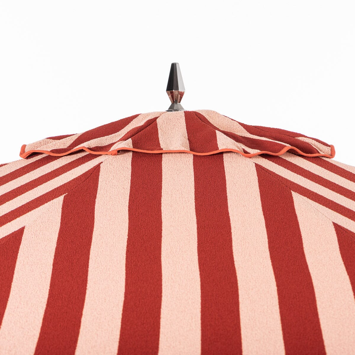 The Resort Market Umbrella in Terry Terracotta Stripe | Transfer Teak Frame - Image 4