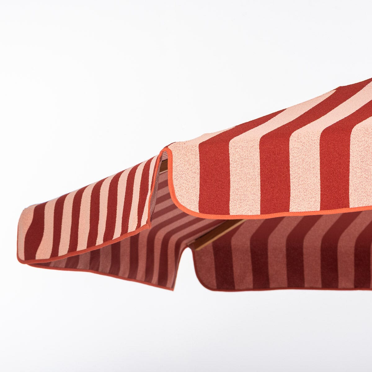The Resort Market Umbrella in Terry Terracotta Stripe | Transfer Teak Frame - Image 5