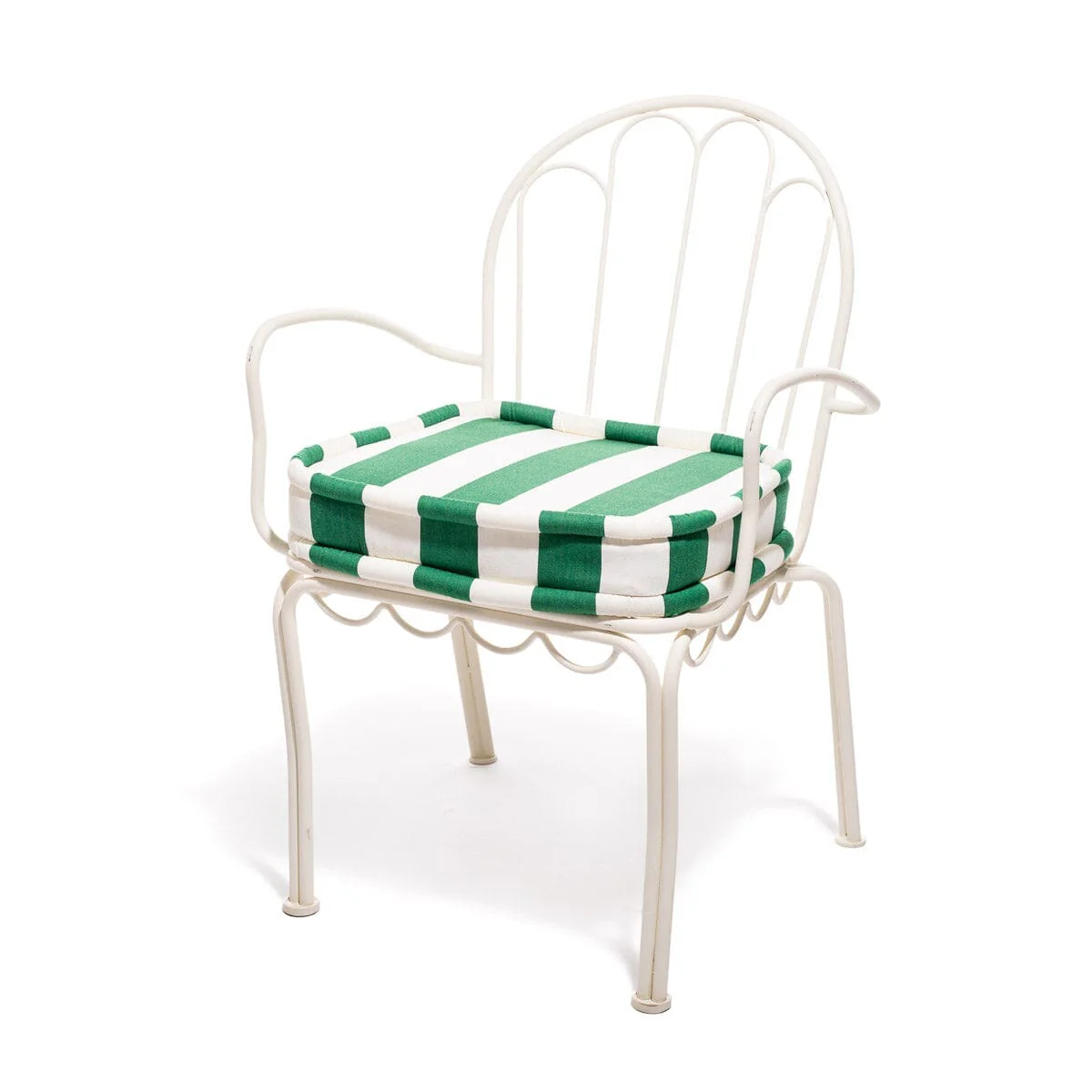 The Al Fresco Dining Chair in Crew Canyon Green Stripe | Antique White Frame