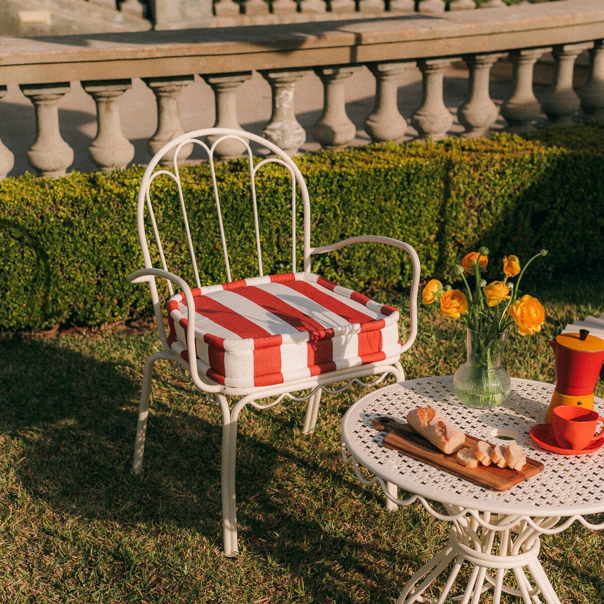 The Al Fresco Dining Chair in Crew Le Sirenuse Stripe | Antique White Frame - Image 2