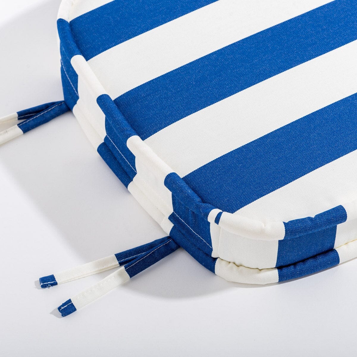 The Al Fresco Dining Chair in Crew Mediterranean Blue Stripe | Antique White Frame - Image 4