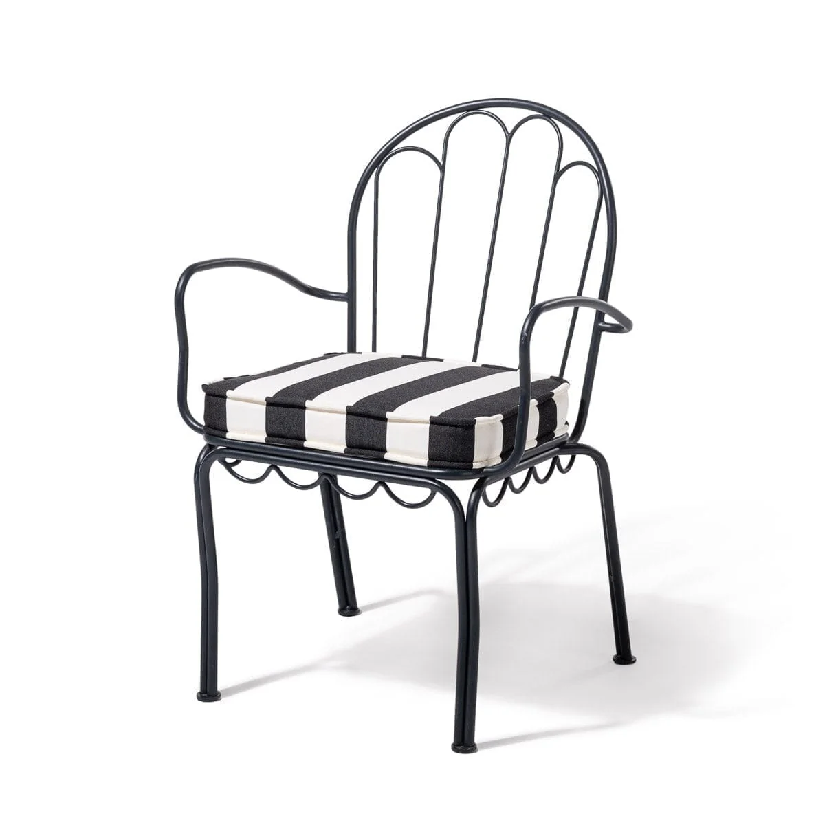 The Al Fresco Dining Chair in Crew Vintage Black Stripe | Vintage Black Frame
