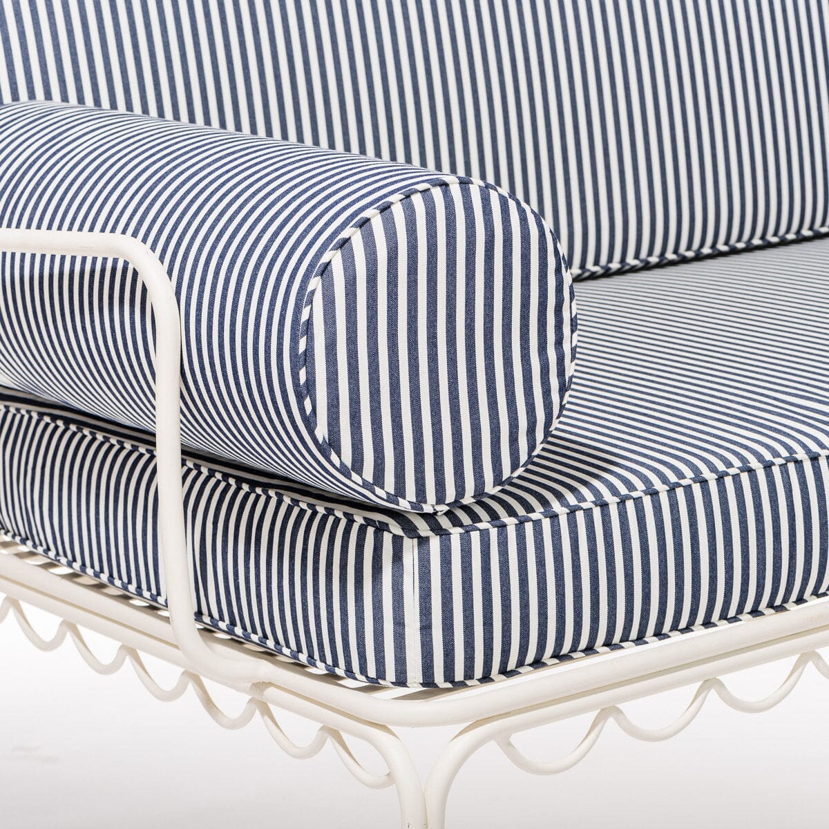 The Al Fresco Love Seat Cushion Cover Set - Lauren's Navy Stripe - Image 4