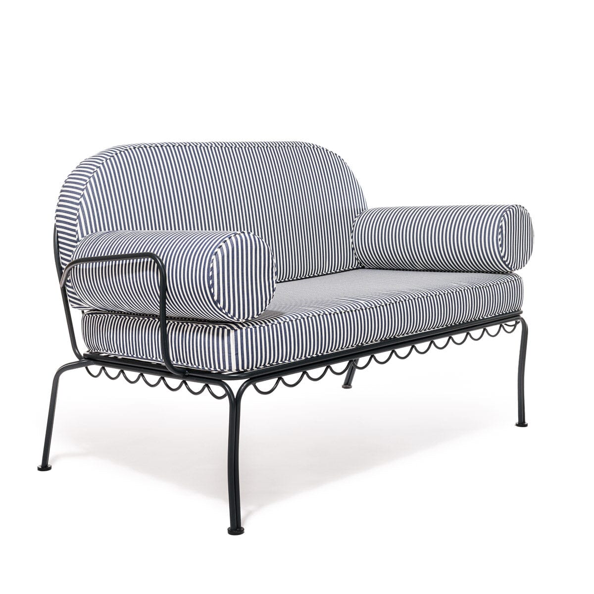 The Al Fresco Love Seat Cushion Cover Set - Lauren's Navy Stripe - Image 6