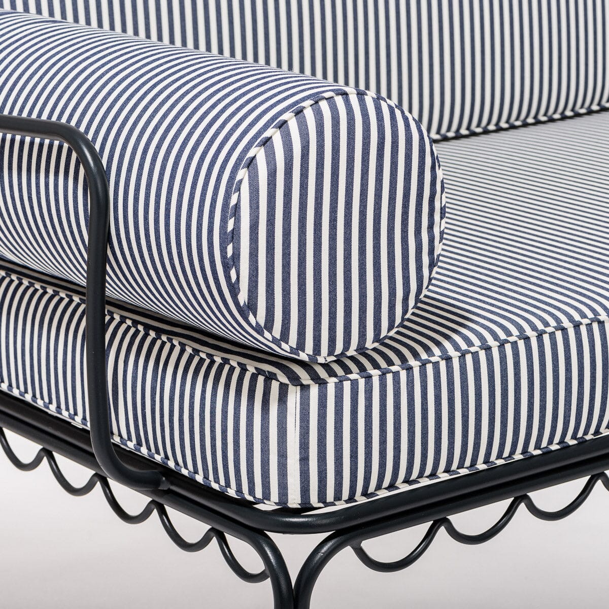 The Al Fresco Love Seat Cushion Cover Set - Lauren's Navy Stripe - Image 7