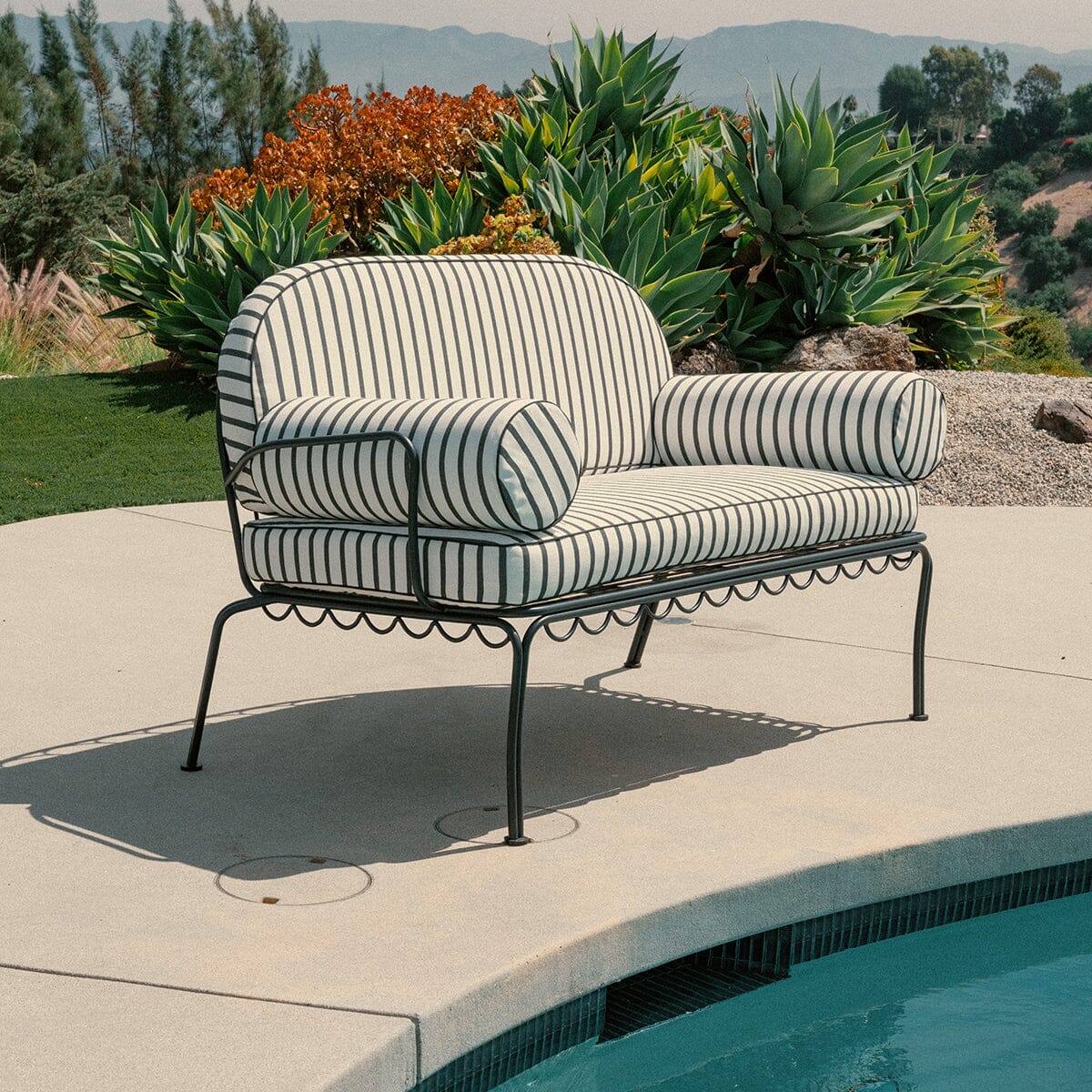 The Al Fresco Love Seat Cushion Cover Set - Monaco Black Stripe - Image 10
