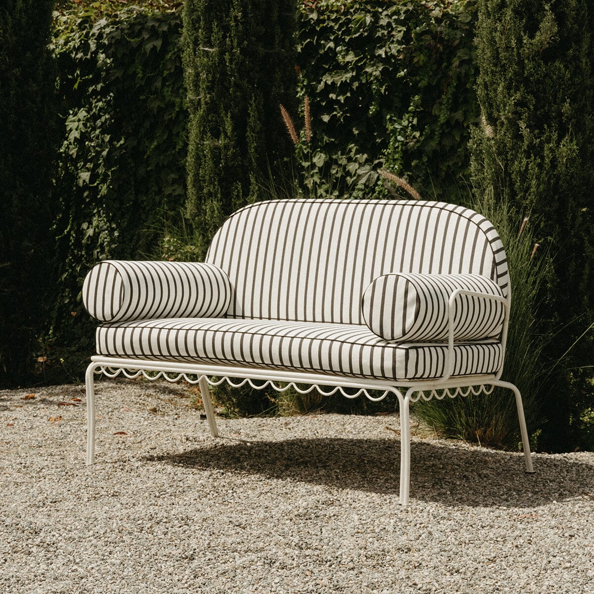 The Al Fresco Love Seat Cushion Cover Set - Monaco Black Stripe - Image 3