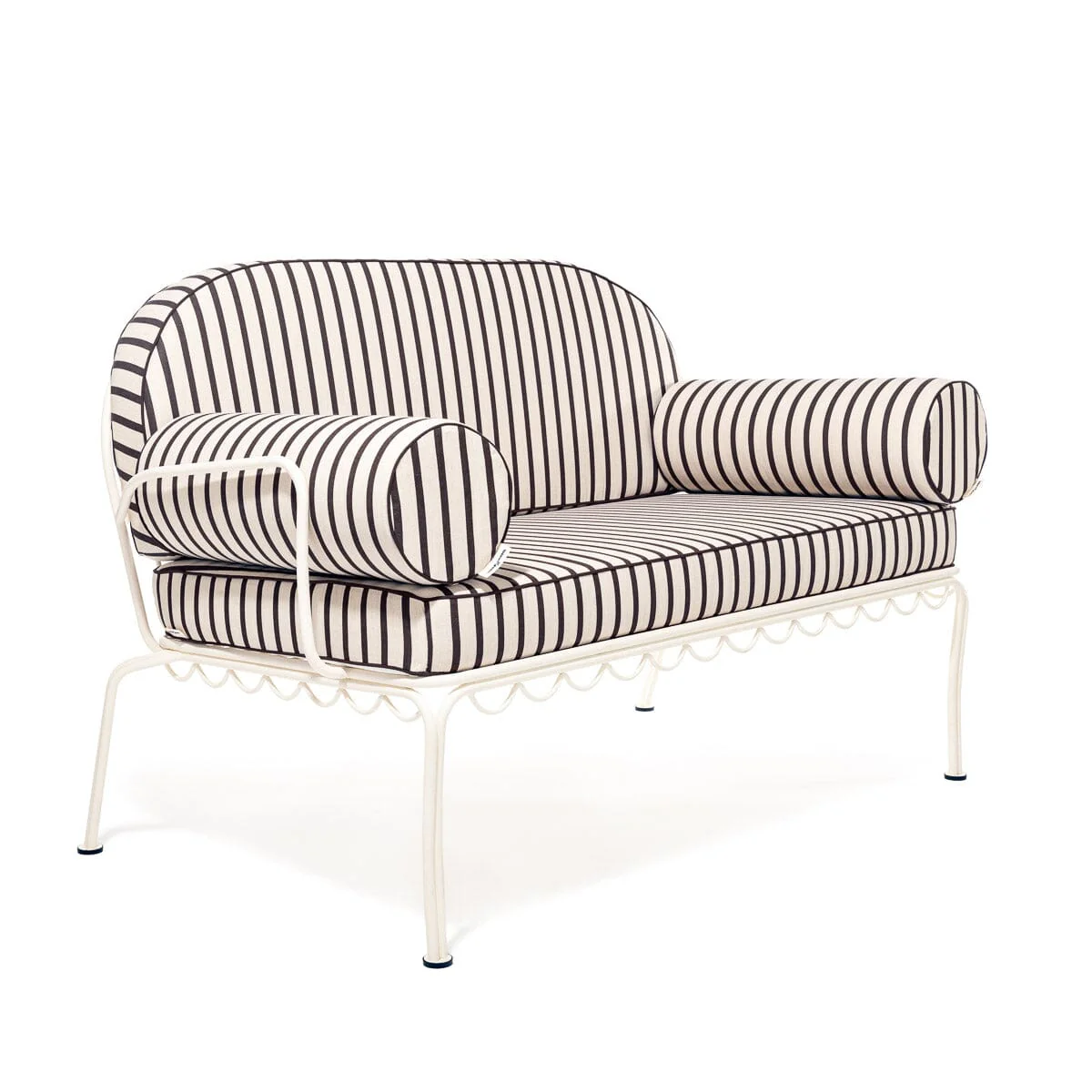 The Al Fresco Love Seat Cushion Cover Set - Monaco Black Stripe - Image 4