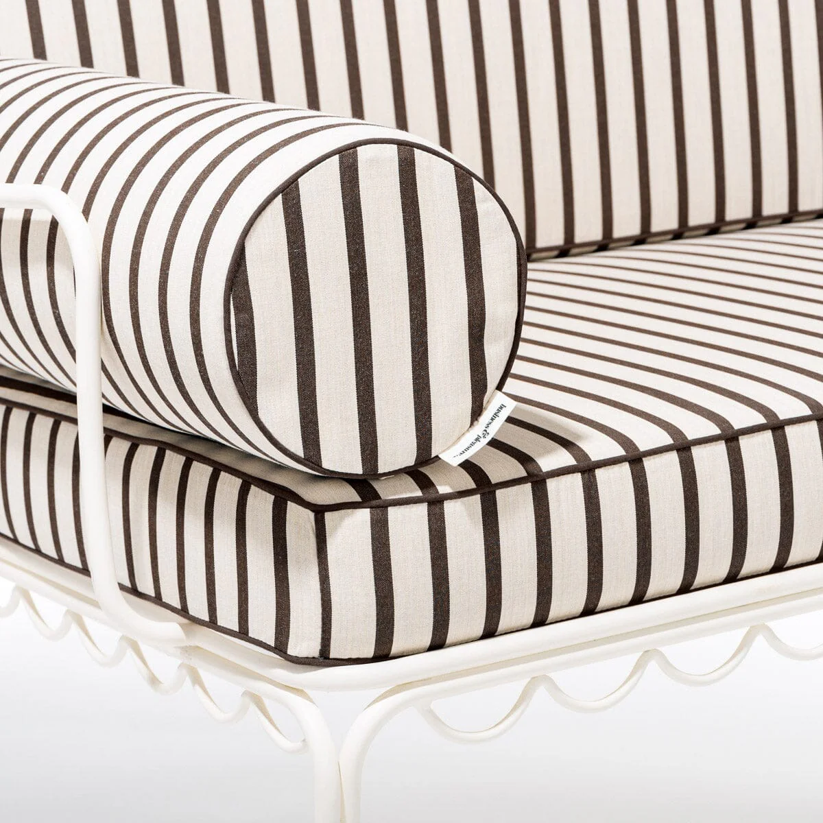 The Al Fresco Love Seat Cushion Cover Set - Monaco Black Stripe - Image 5