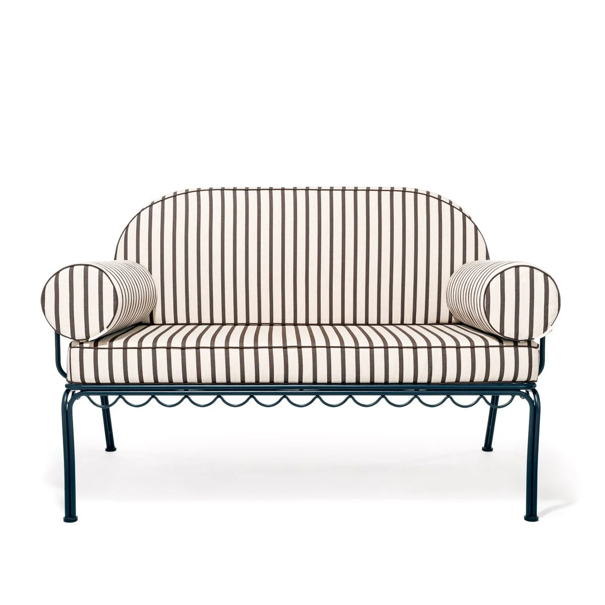 The Al Fresco Love Seat Cushion Cover Set - Monaco Black Stripe - Image 6