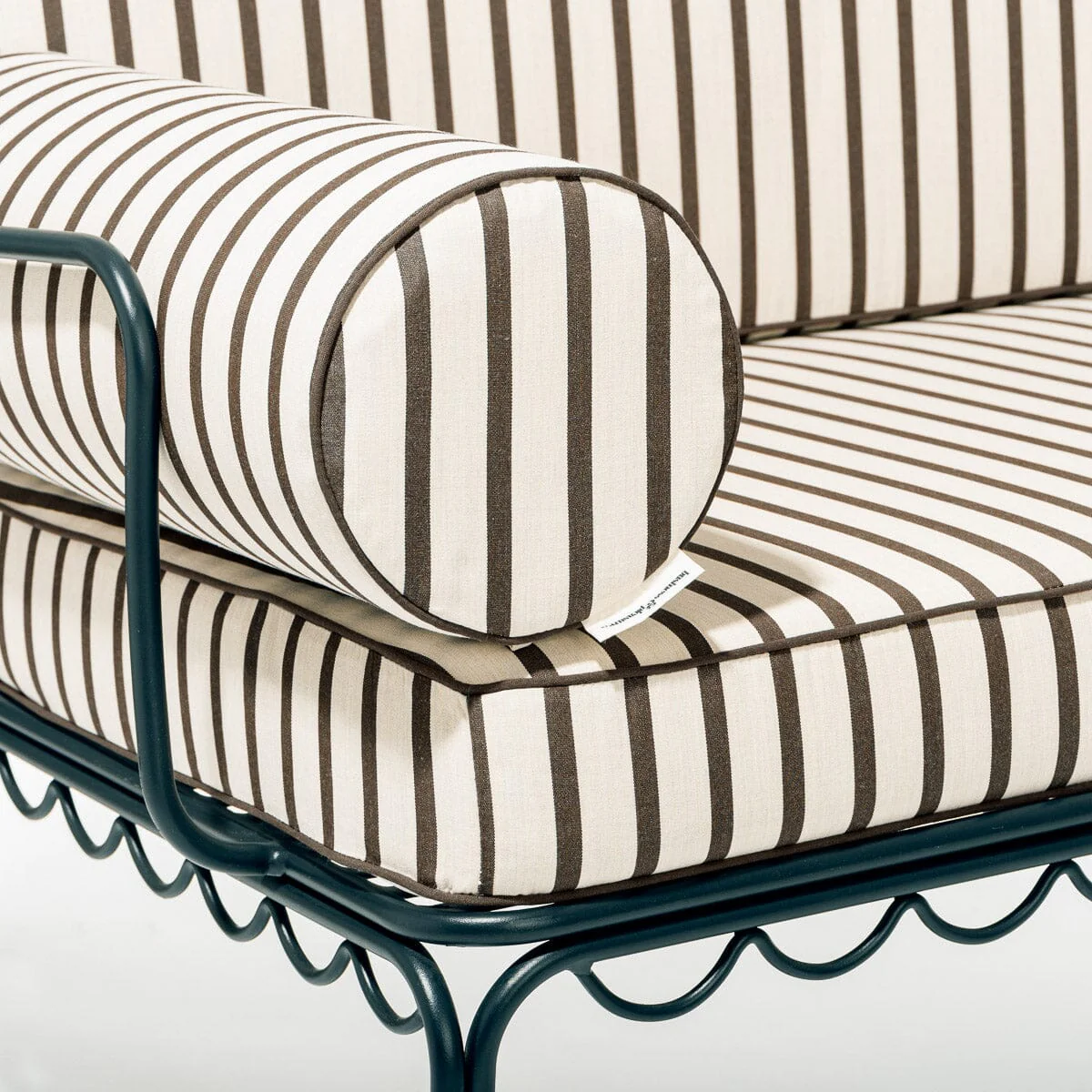 The Al Fresco Love Seat Cushion Cover Set - Monaco Black Stripe - Image 8
