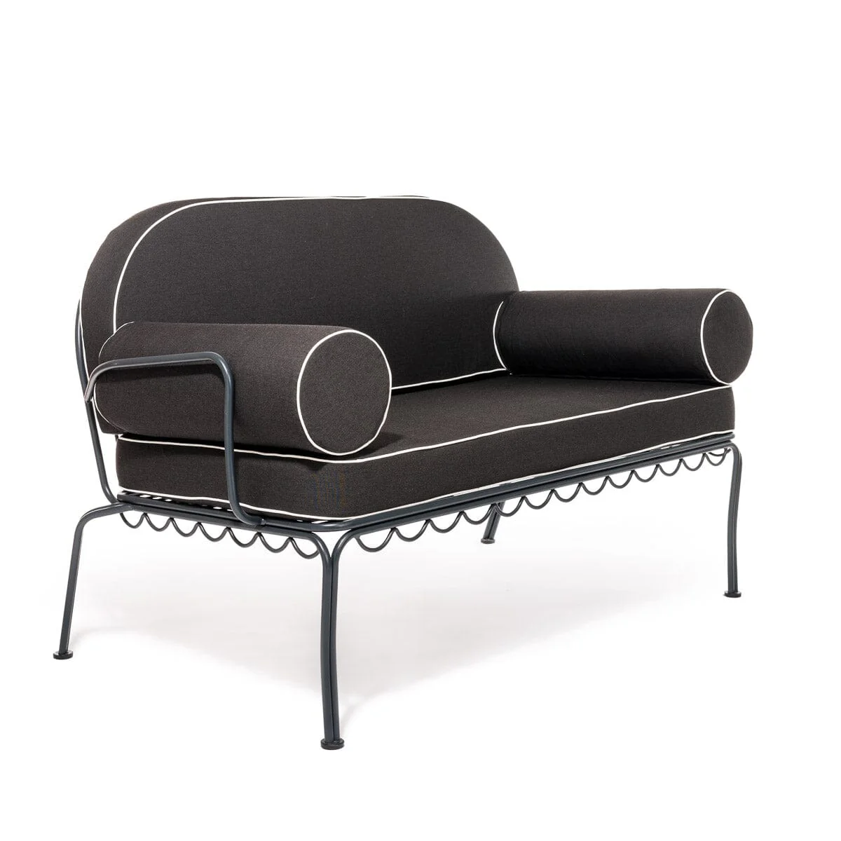 The Al Fresco Love Seat Cushion Cover Set - Rivie Black - Image 7