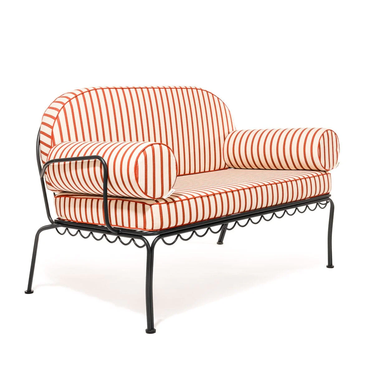 The Al Fresco Love Seat in Monaco Le Sirenuse Stripe | Vintage Black Frame - Image 2