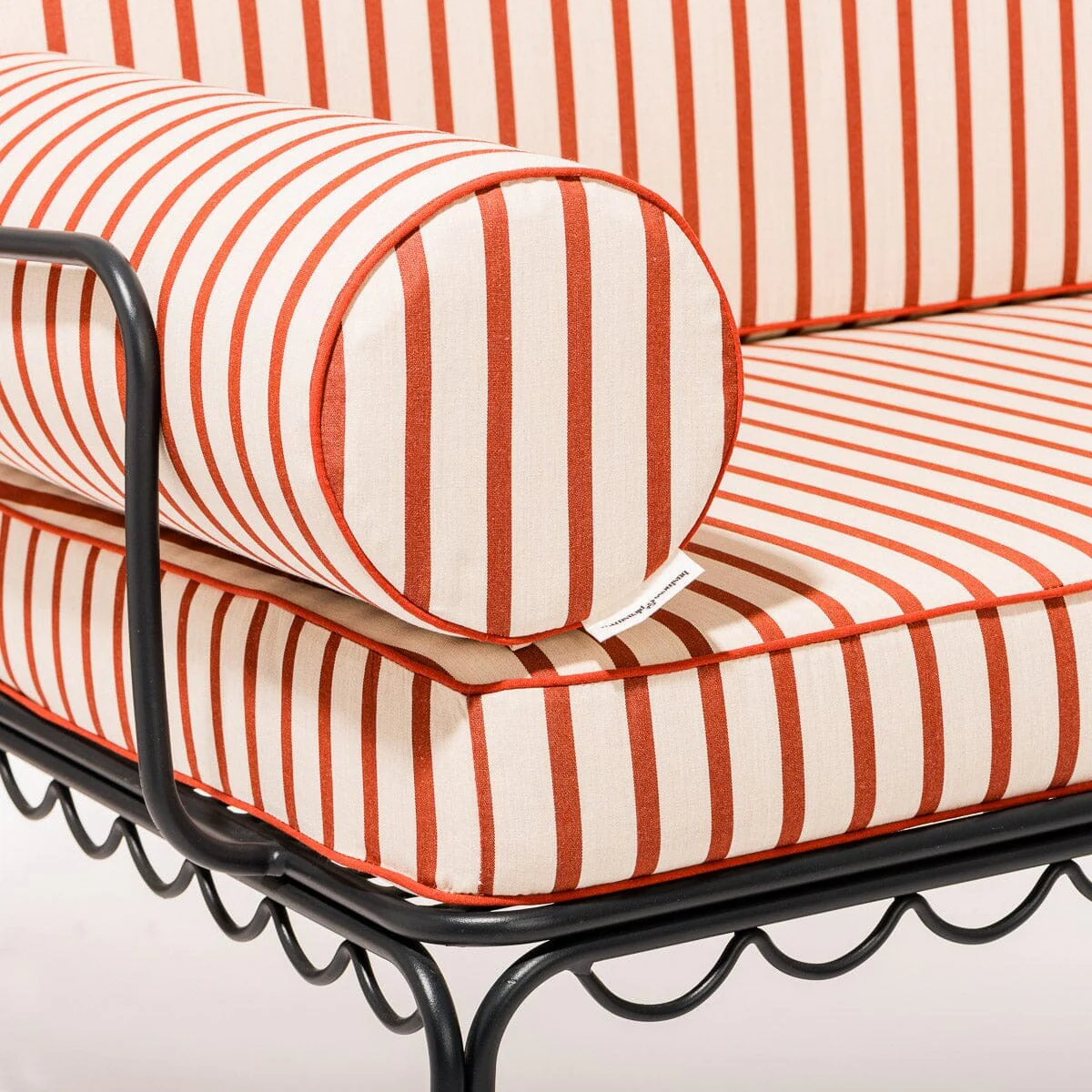 The Al Fresco Love Seat in Monaco Le Sirenuse Stripe | Vintage Black Frame - Image 3