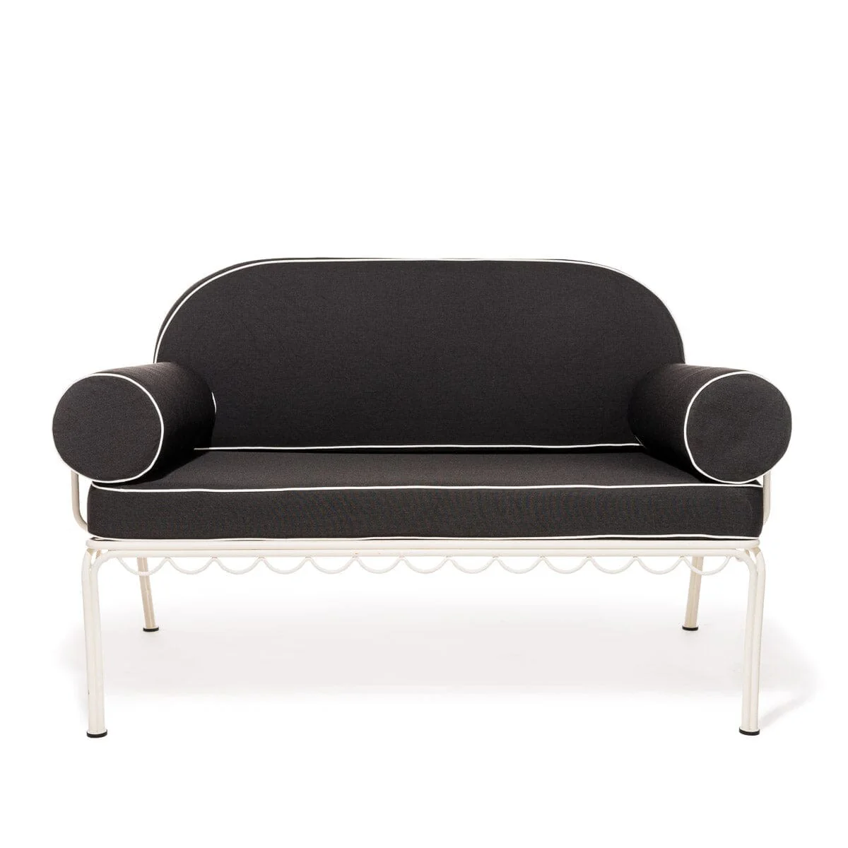 The Al Fresco Love Seat in Rivie Black | Antique White Frame