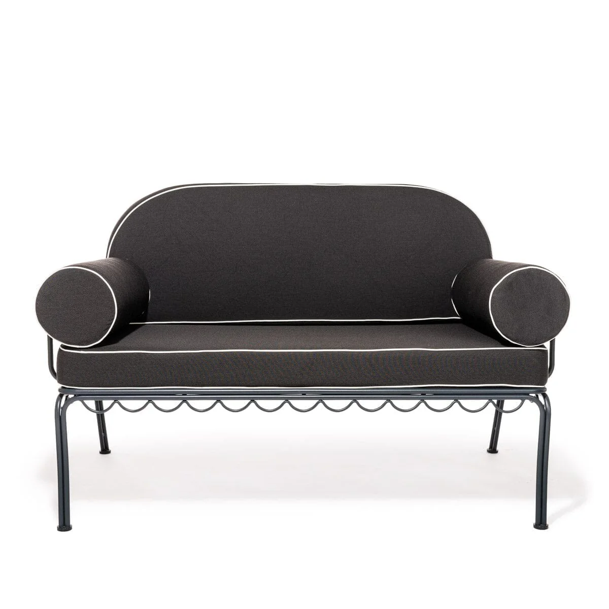 The Al Fresco Love Seat in Rivie Black | Vintage Black Frame