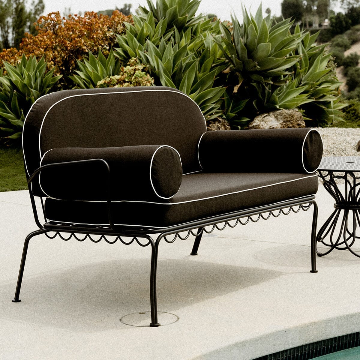 The Al Fresco Love Seat in Rivie Black | Vintage Black Frame - Image 5