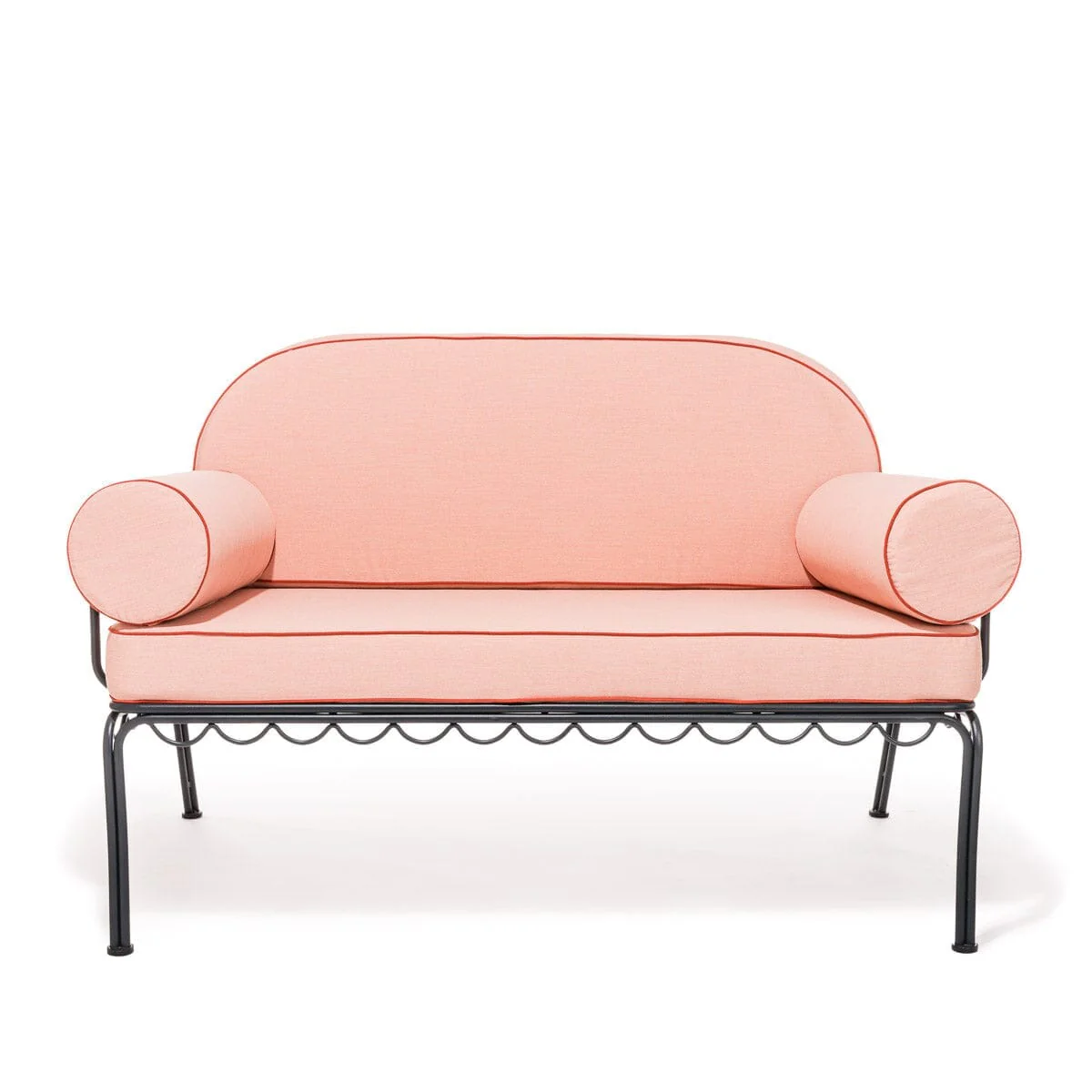 The Al Fresco Love Seat in Rivie Pink | Vintage Black Frame