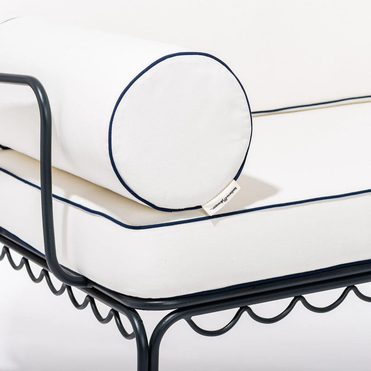 The Al Fresco Love Seat in Rivie White | Vintage Black Frame - Image 3