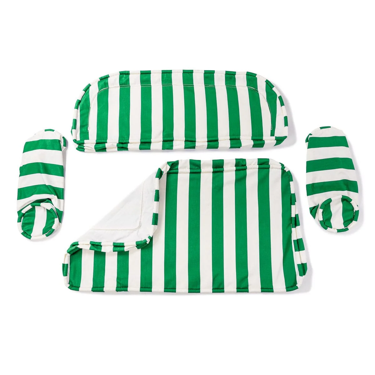 The Al Fresco Love Seat Slip Cover Set - Crew Canyon Green Stripe