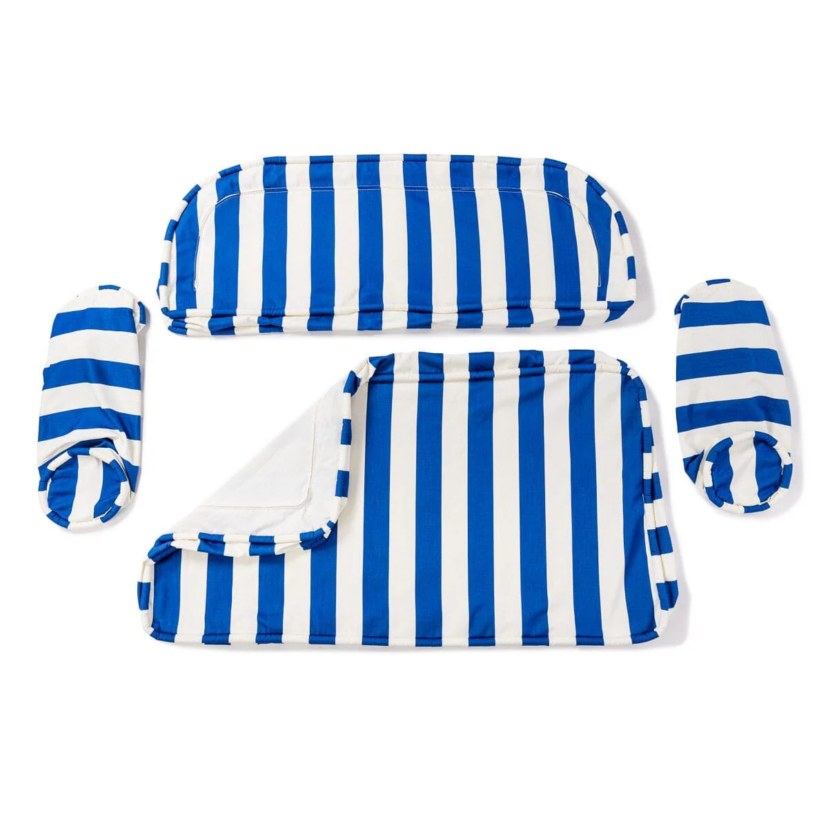 The Al Fresco Love Seat Slip Cover Set - Crew Mediterranean Blue Stripe