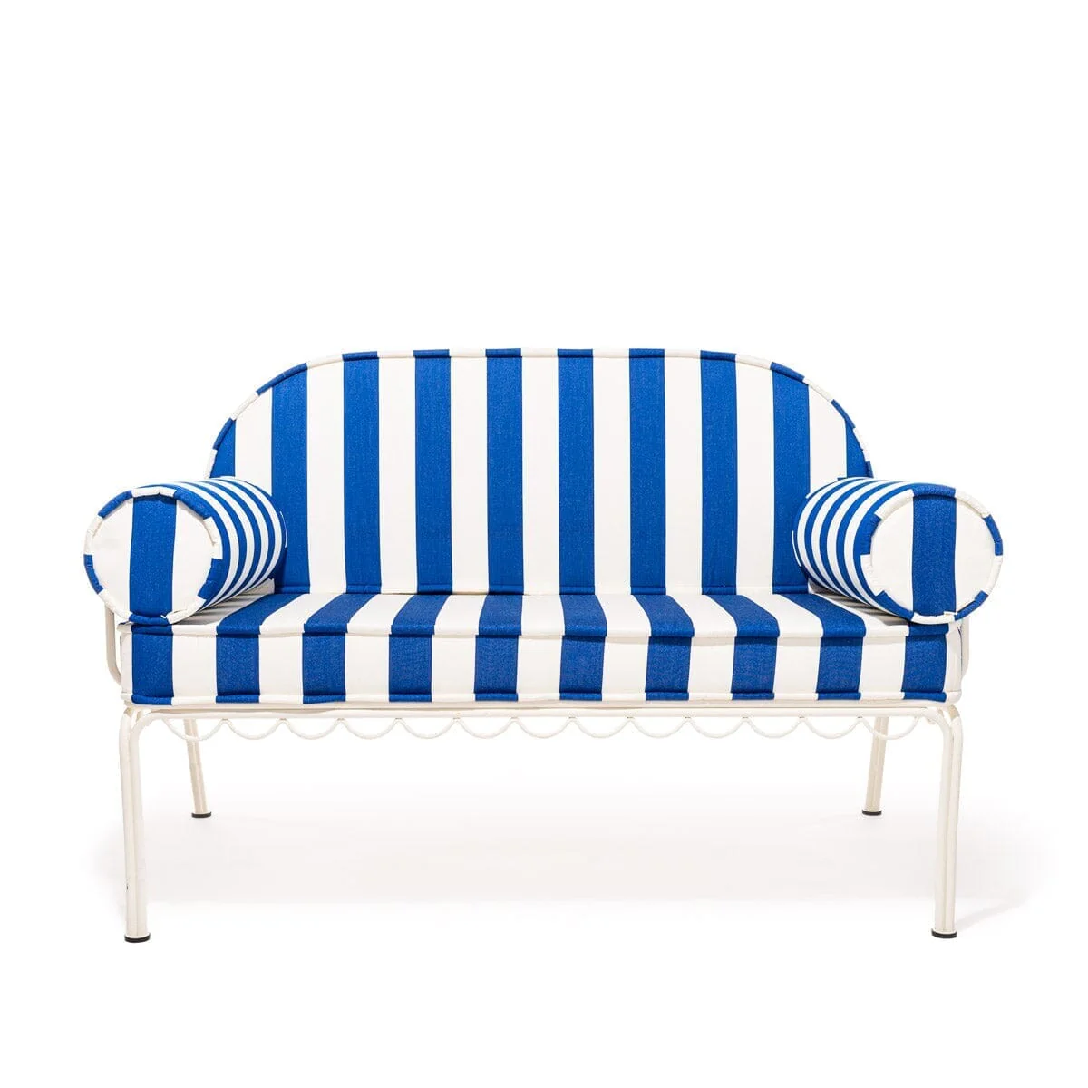 The Al Fresco Love Seat Slip Cover Set - Crew Mediterranean Blue Stripe - Image 3